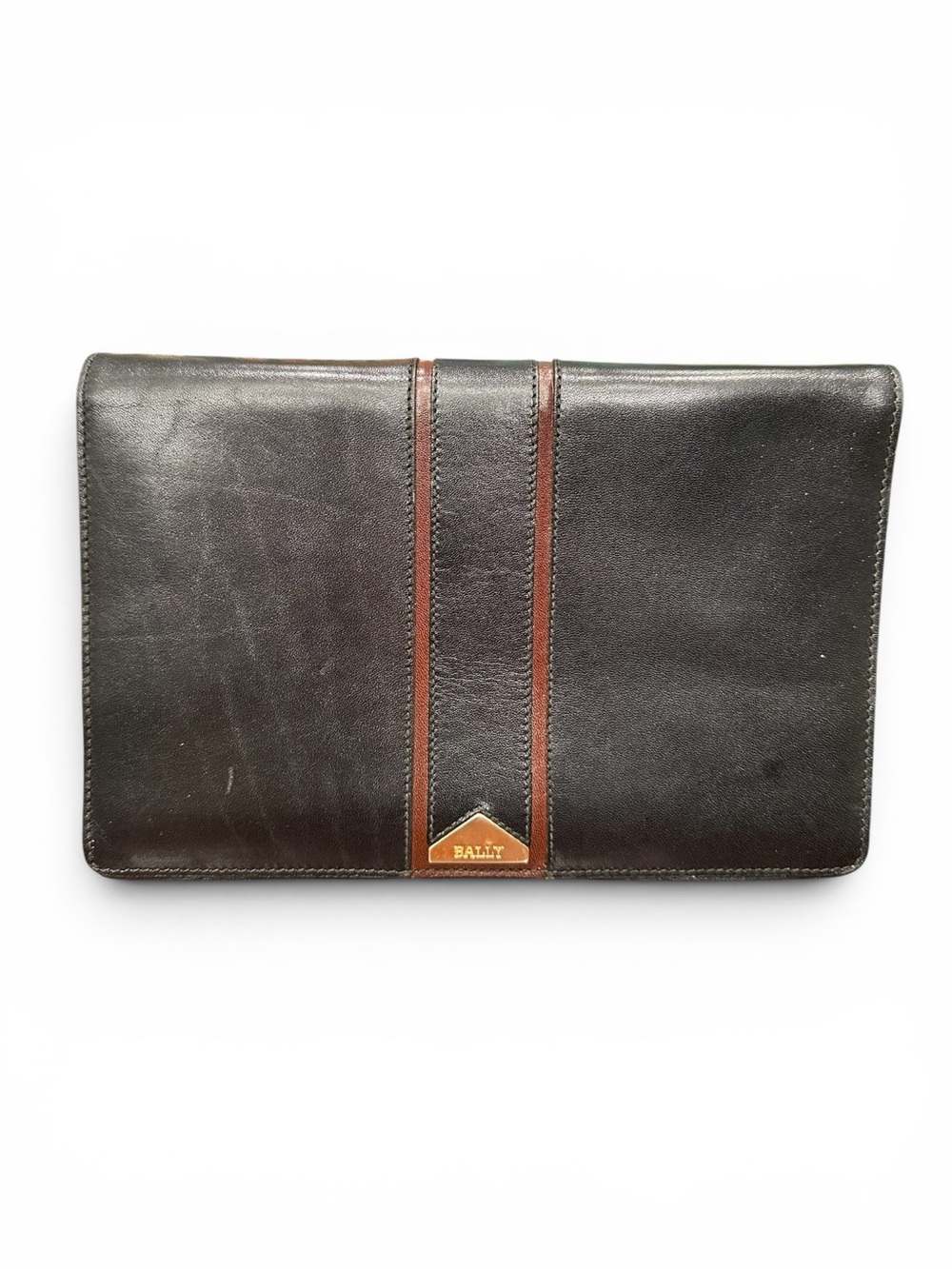 Vintage Bally Black Leather Portfolio Clutch / Wristlet Organizer | Italy